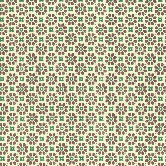 Brown and Green Stamped Flower Print Italian Paper ~ Carta Varese Italy